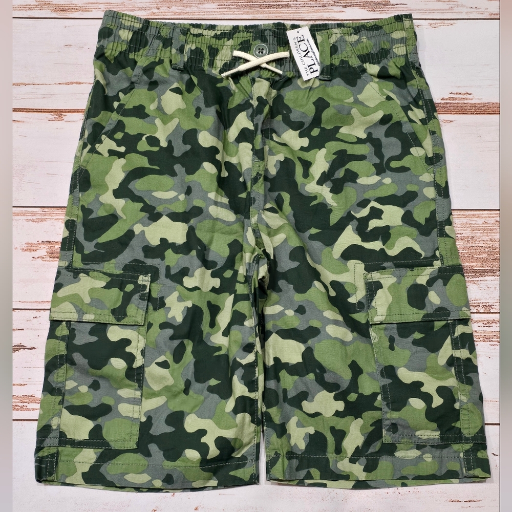The Children's Place Cargo Bermuda Shorts Green Camoflauge Long Boys 14